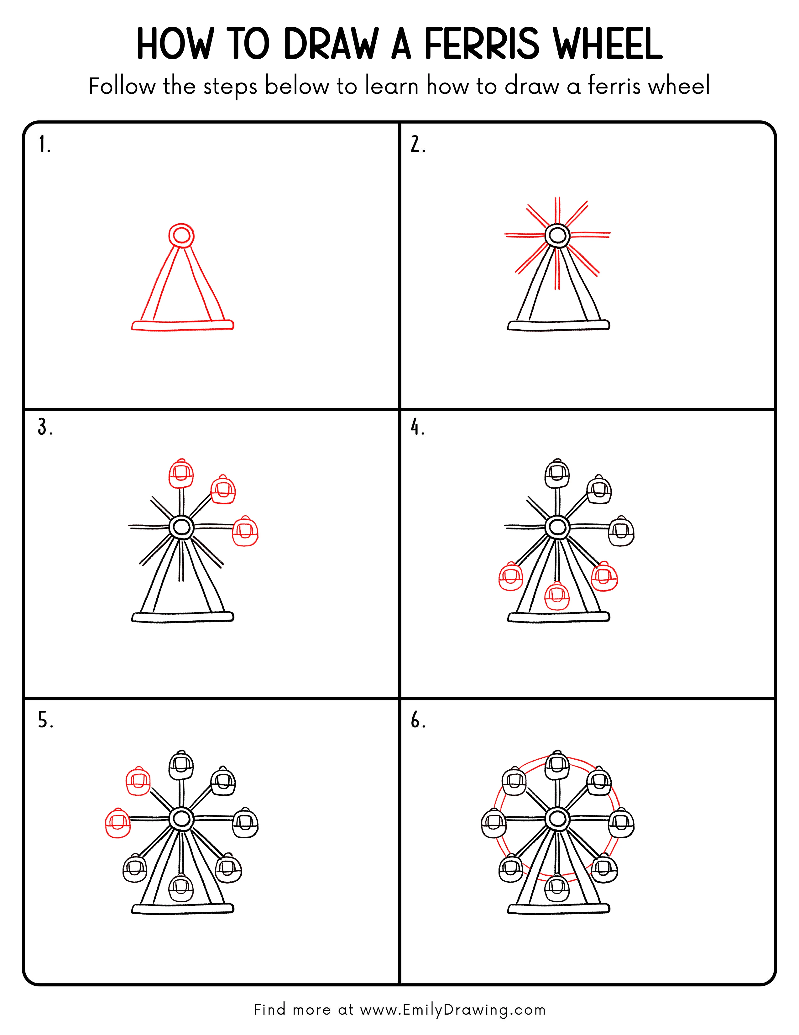 Printable Ferris Wheel Drawing Guide